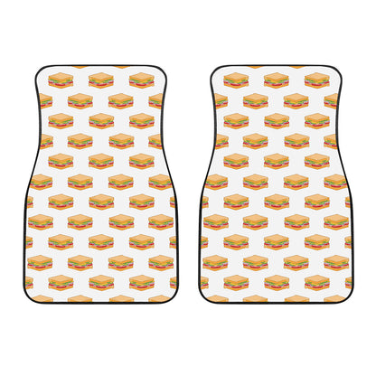 White Sandwiches Pattern Print Front Car Floor Mats