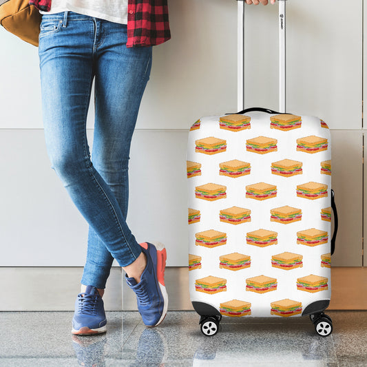 White Sandwiches Pattern Print Luggage Cover