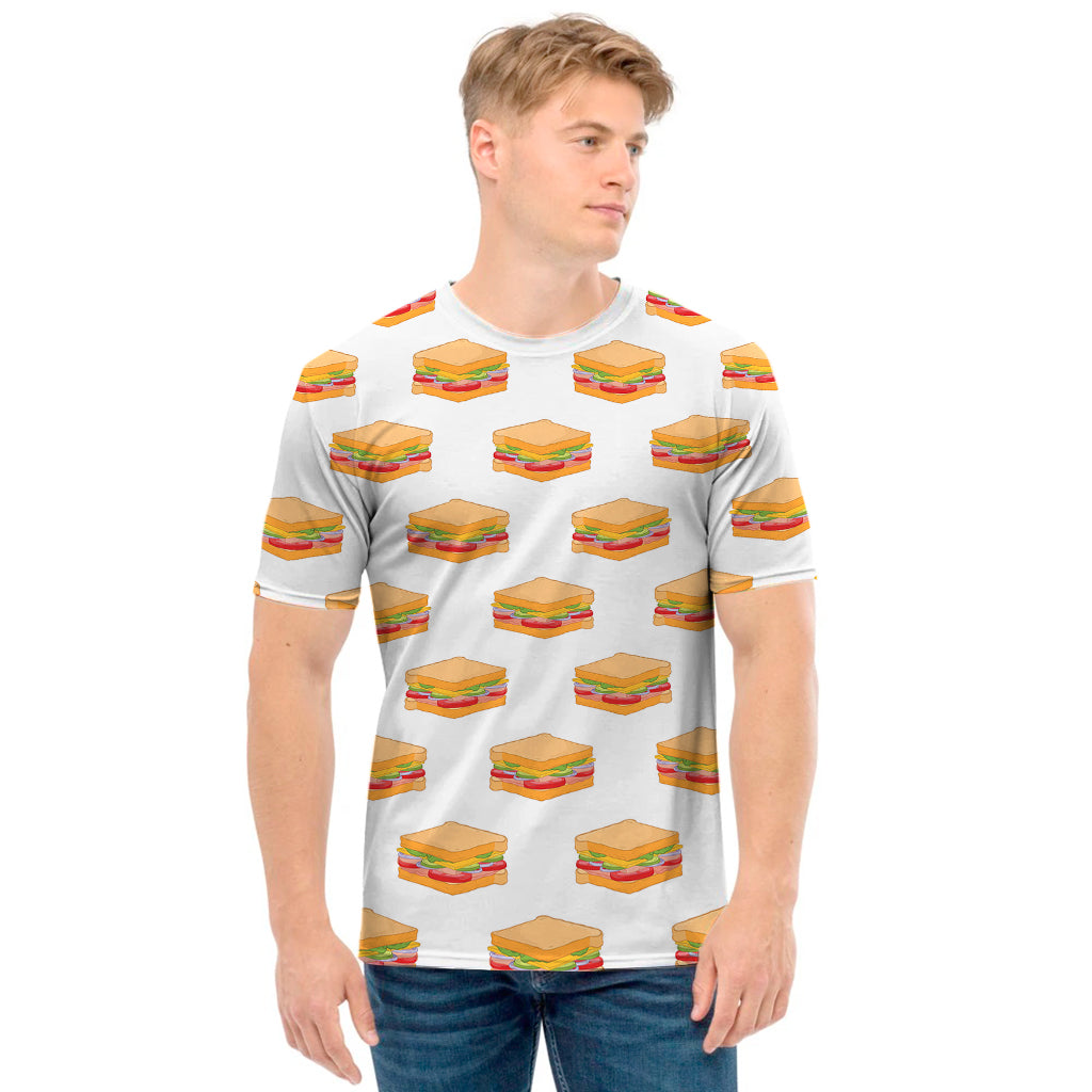 White Sandwiches Pattern Print Men's T-Shirt