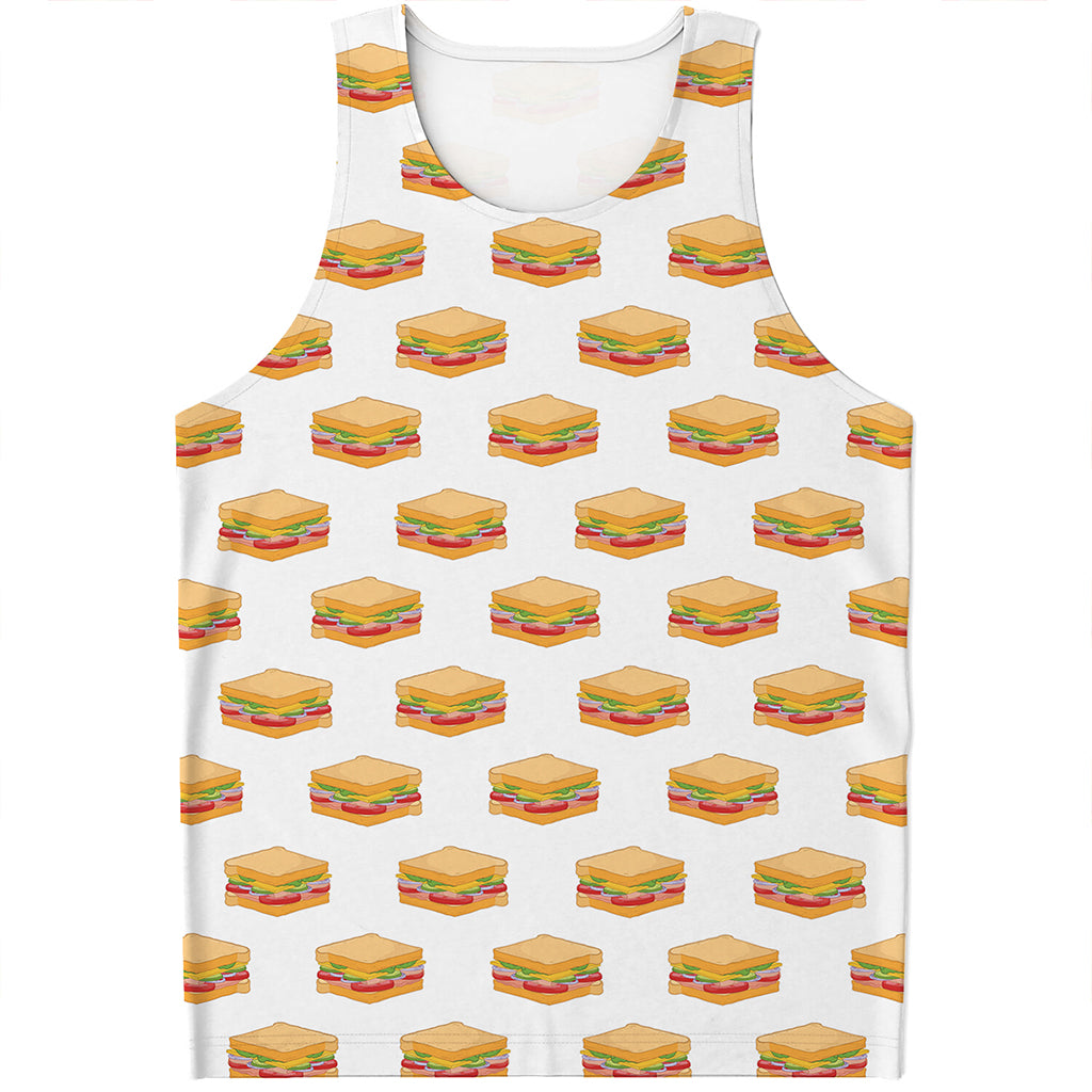 White Sandwiches Pattern Print Men's Tank Top