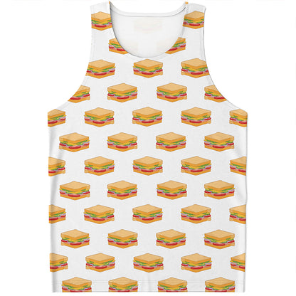 White Sandwiches Pattern Print Men's Tank Top