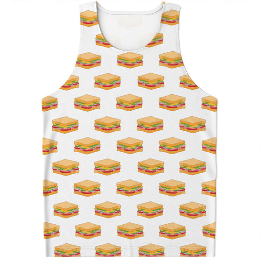 White Sandwiches Pattern Print Men's Tank Top