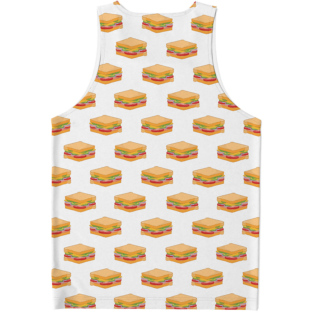 White Sandwiches Pattern Print Men's Tank Top