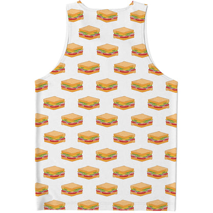 White Sandwiches Pattern Print Men's Tank Top