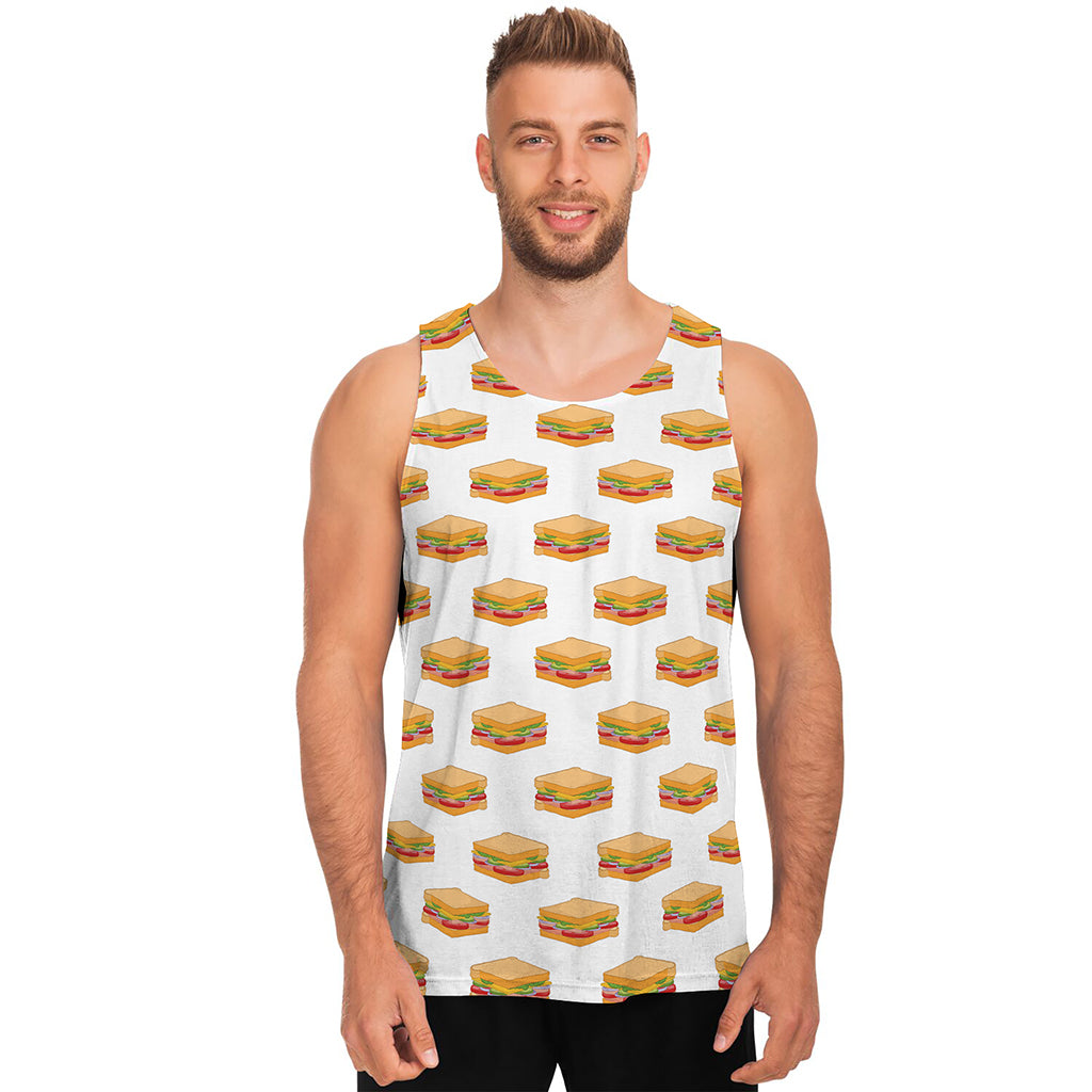 White Sandwiches Pattern Print Men's Tank Top