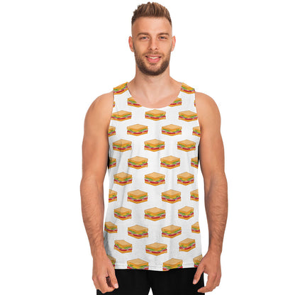 White Sandwiches Pattern Print Men's Tank Top