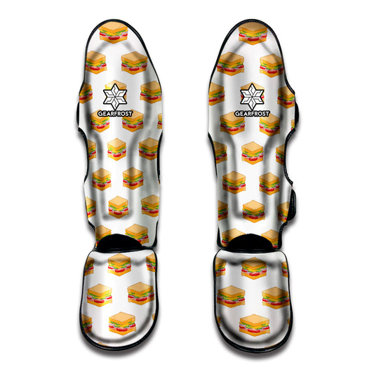 White Sandwiches Pattern Print Muay Thai Shin Guard