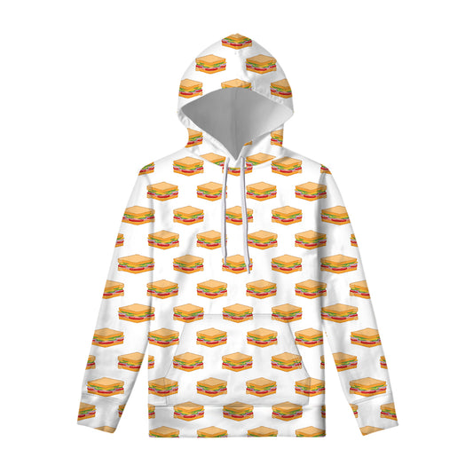 White Sandwiches Pattern Print Pullover Hoodie