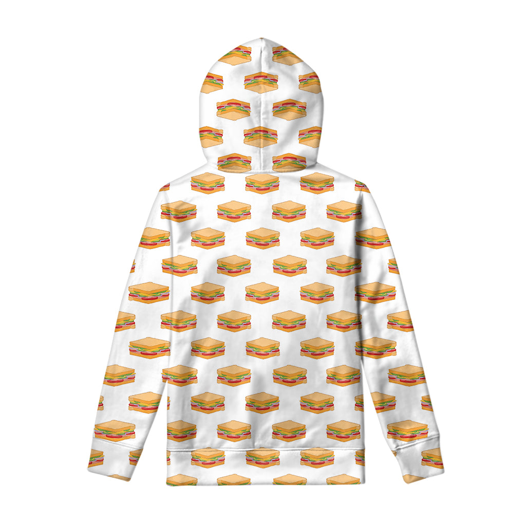 White Sandwiches Pattern Print Pullover Hoodie