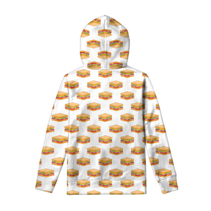 White Sandwiches Pattern Print Pullover Hoodie