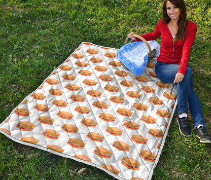 White Sandwiches Pattern Print Quilt