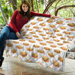 White Sandwiches Pattern Print Quilt