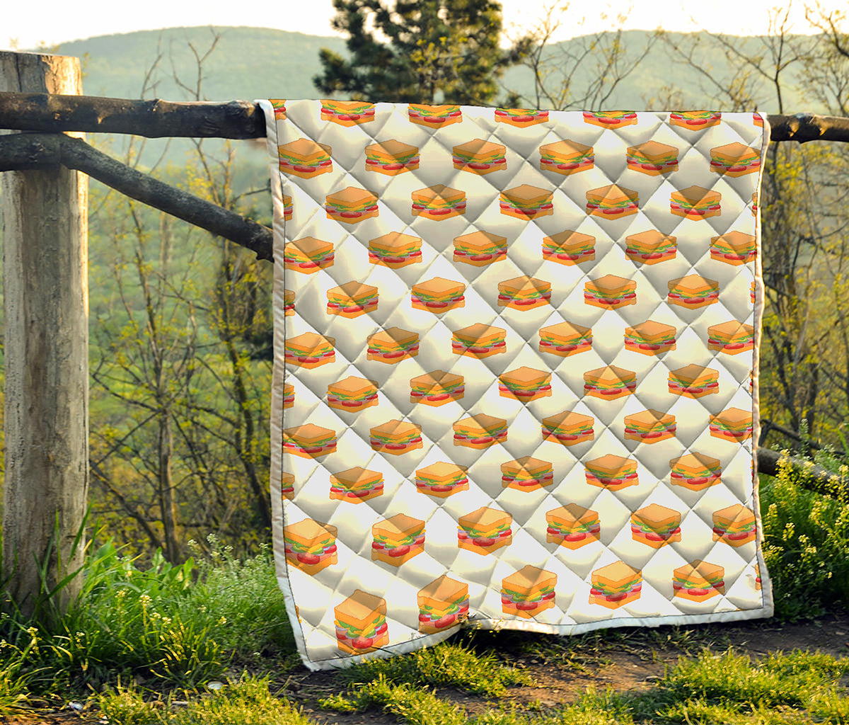 White Sandwiches Pattern Print Quilt