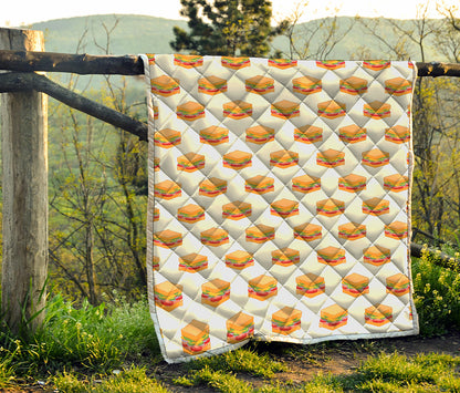 White Sandwiches Pattern Print Quilt