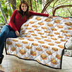 White Sandwiches Pattern Print Quilt