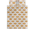 White Sandwiches Pattern Print Quilt Bed Set