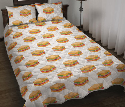 White Sandwiches Pattern Print Quilt Bed Set