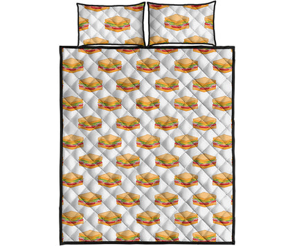 White Sandwiches Pattern Print Quilt Bed Set