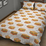 White Sandwiches Pattern Print Quilt Bed Set