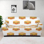 White Sandwiches Pattern Print Sofa Cover