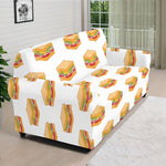 White Sandwiches Pattern Print Sofa Cover
