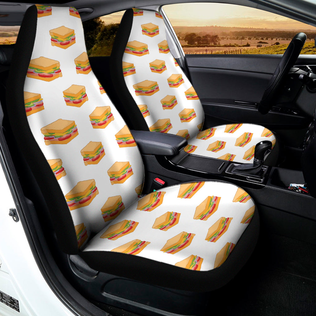 White Sandwiches Pattern Print Universal Fit Car Seat Covers