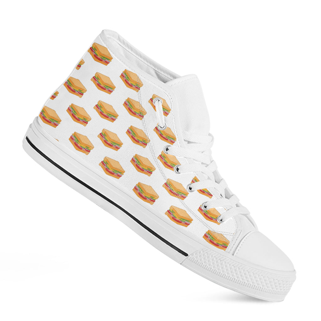 White Sandwiches Pattern Print White High Top Shoes