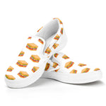 White Sandwiches Pattern Print White Slip On Shoes