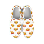 White Sandwiches Pattern Print White Slip On Shoes