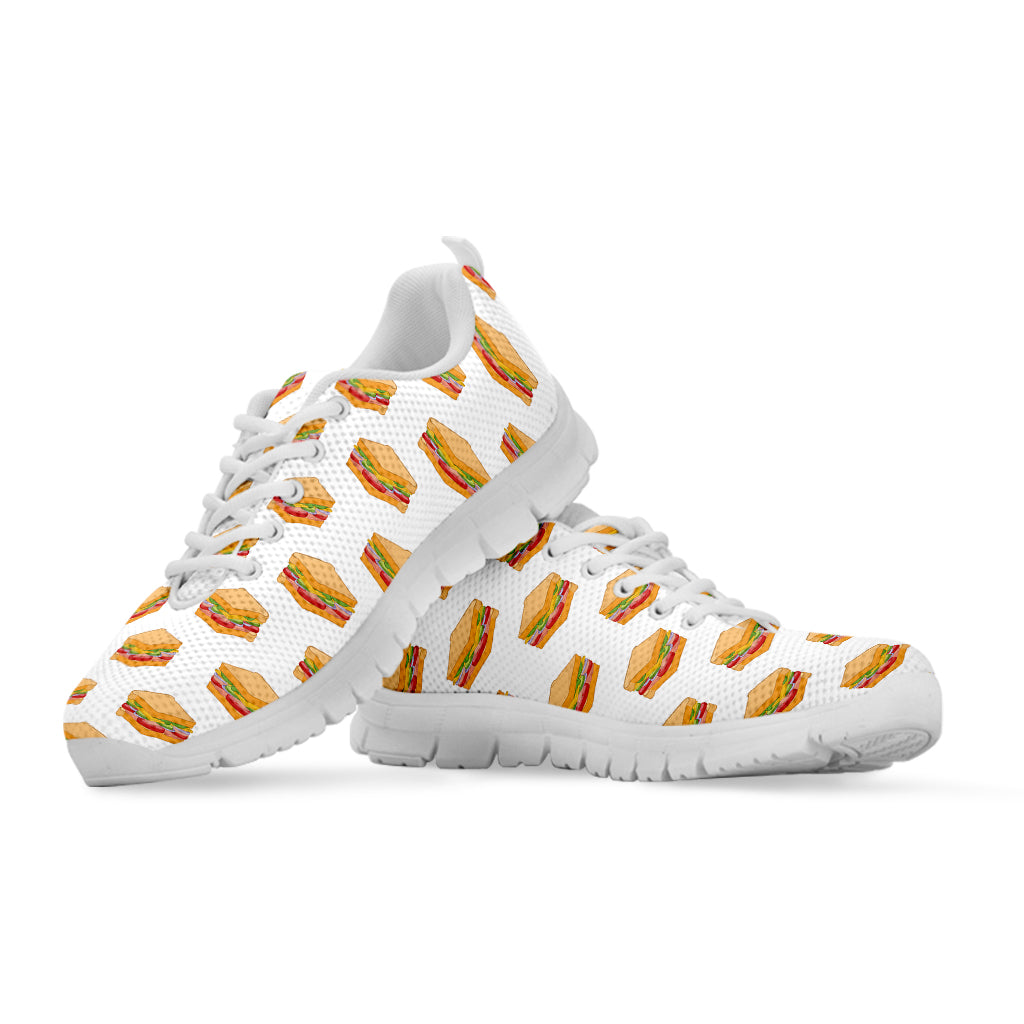White Sandwiches Pattern Print White Sneakers