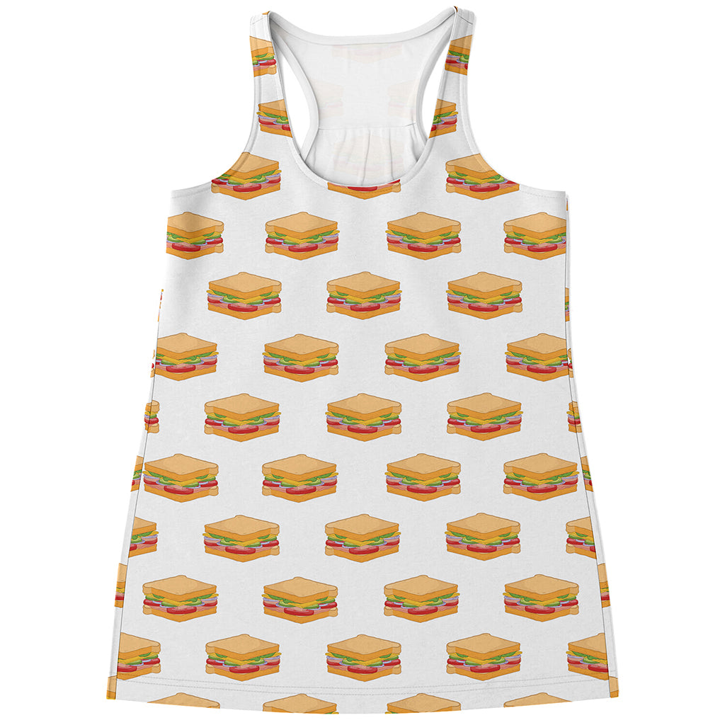 White Sandwiches Pattern Print Women's Racerback Tank Top