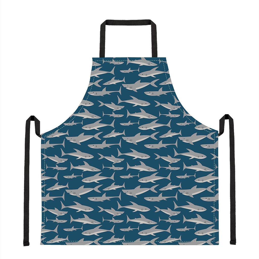 White Shark Pattern Print Apron