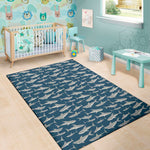 White Shark Pattern Print Area Rug