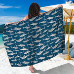 White Shark Pattern Print Beach Sarong Wrap