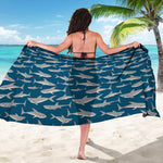 White Shark Pattern Print Beach Sarong Wrap