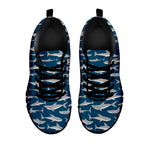 White Shark Pattern Print Black Sneakers