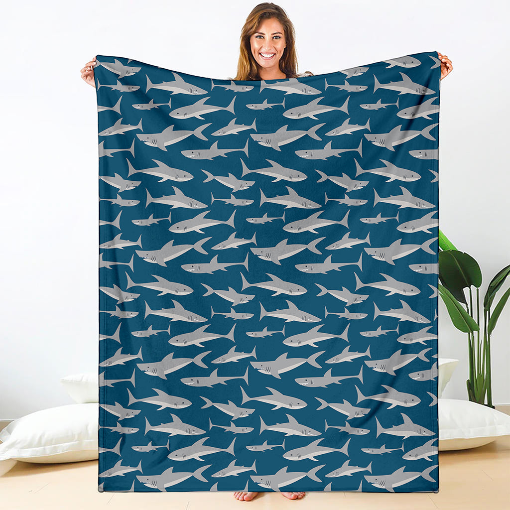 White Shark Pattern Print Blanket