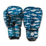 White Shark Pattern Print Boxing Gloves