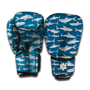 White Shark Pattern Print Boxing Gloves