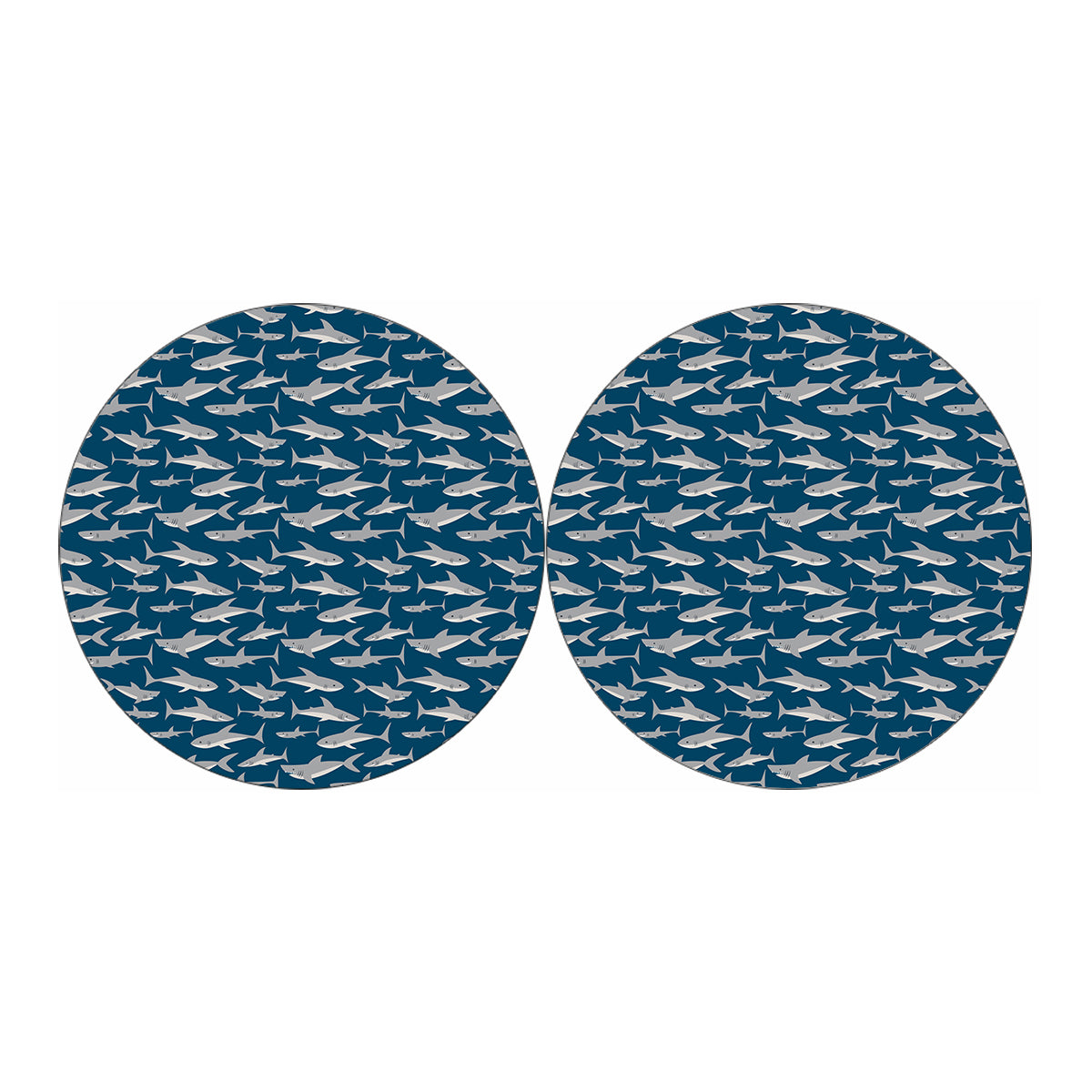 White Shark Pattern Print Car Coasters