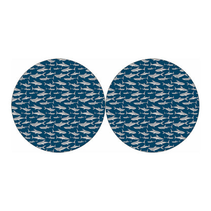 White Shark Pattern Print Car Coasters