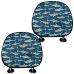 White Shark Pattern Print Car Headrest Covers