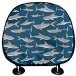 White Shark Pattern Print Car Headrest Covers