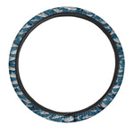 White Shark Pattern Print Car Steering Wheel Cover