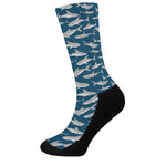 White Shark Pattern Print Crew Socks