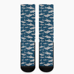 White Shark Pattern Print Crew Socks