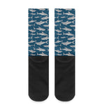 White Shark Pattern Print Crew Socks