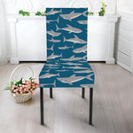 White Shark Pattern Print Dining Chair Slipcover