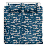 White Shark Pattern Print Duvet Cover Bedding Set