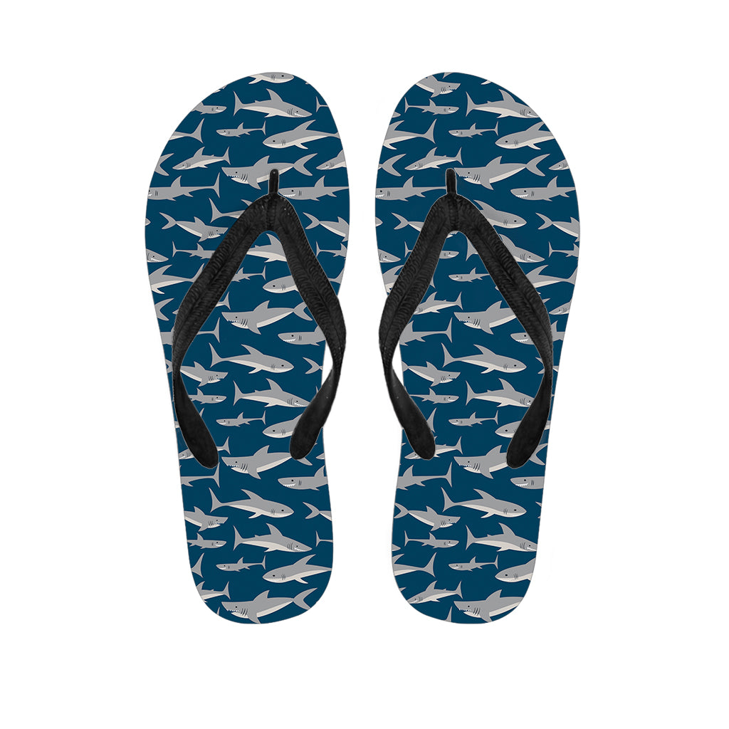White Shark Pattern Print Flip Flops
